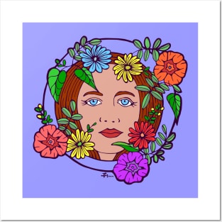 Bright Floral Woman Posters and Art